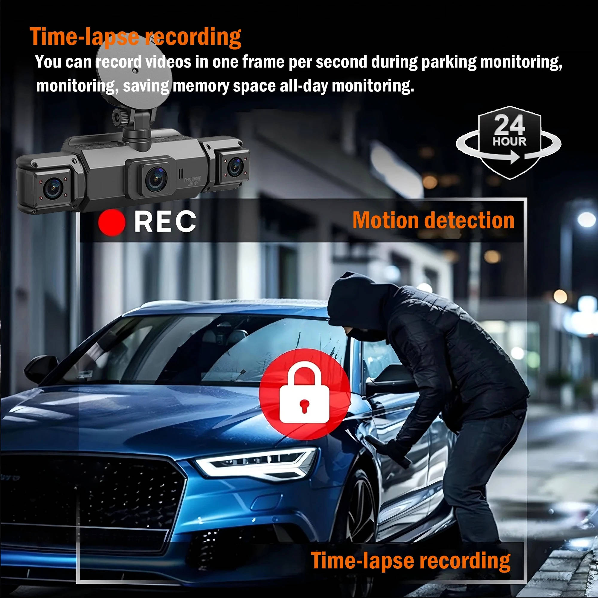 Wireless Car Dash Cam – Front & Rear with Night Vision